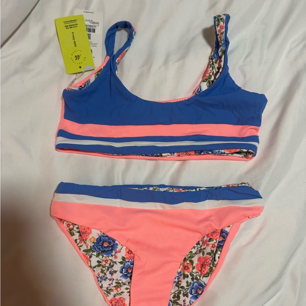 Maaji Blue and Pink Bikini Top